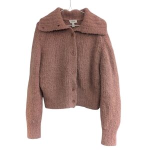 COS Pink Spread Collar Texture Alpaca Blend Cardigan. Small
